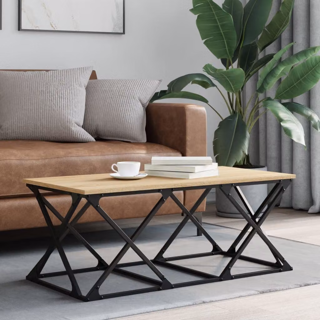 vidaXL Tavolino da Salotto in Legno e Metallo Rovere Sonoma, L 100 x P 49 x H 40 cm