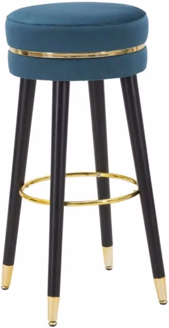 Sgabello da bar Paris Vikasa Home in velluto petrolio con dettagli gold e gambe nere, Altezza: 74 cm – 1