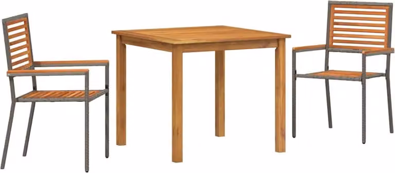 Set da Pranzo per Giardino 3 pcs Grigio
