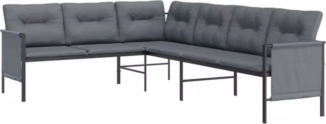 Divano angolare da giardino moderno in acciaio e textilene antracite L/P/H: 230 x 168 x 65 cm