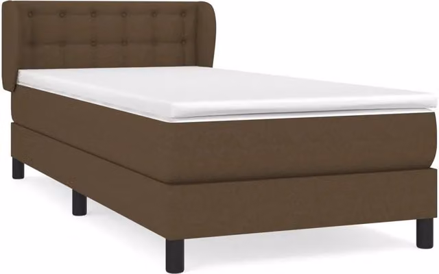 Letto singolo | Letto per adulti | Giroletto a Molle con Materasso Marrone Scuro 80x200 cm Tessuto
