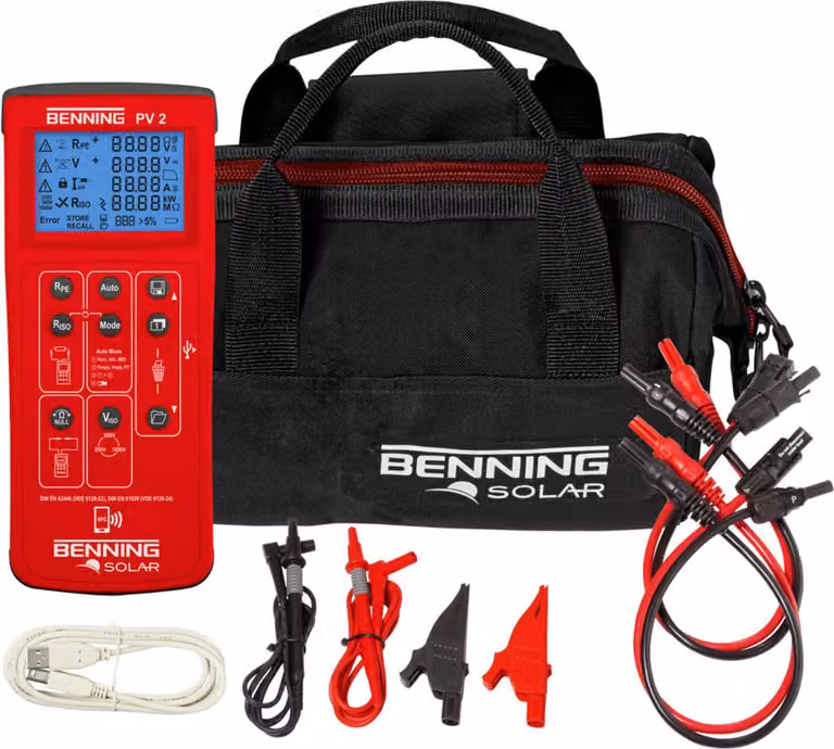 Tester di installazione Benning PV 2 calibrato (ISO) (050422)