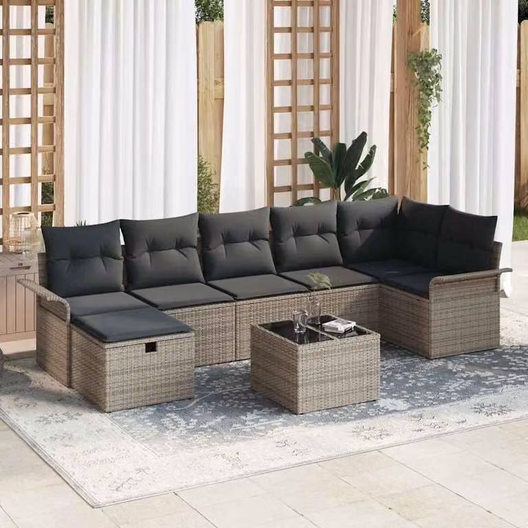 Maison Exclusive - Set da giardino composto da 8 pezzi, divano in rattan sintetico