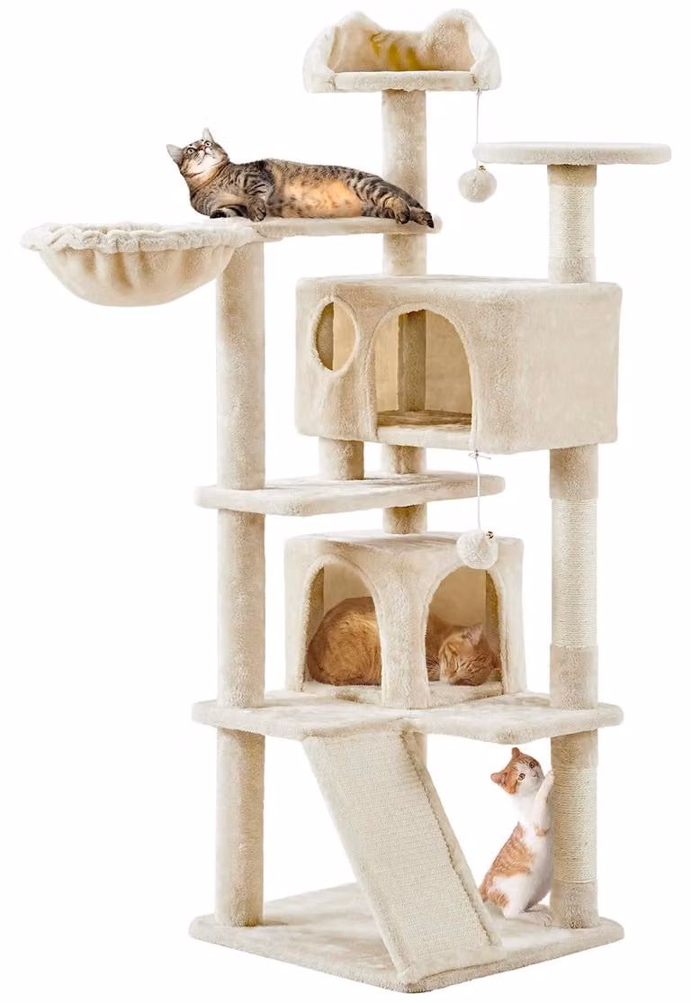 Albero per graffi per gatti - Sisal - Legno  - 145 cm - Beige