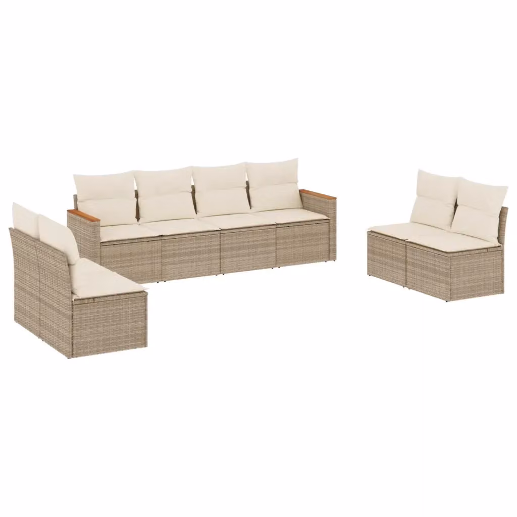 vidaXL Set Divano da Giardino 8 pz a L con Cuscini Beige e Struttura in Metallo e Polyrattan – 2