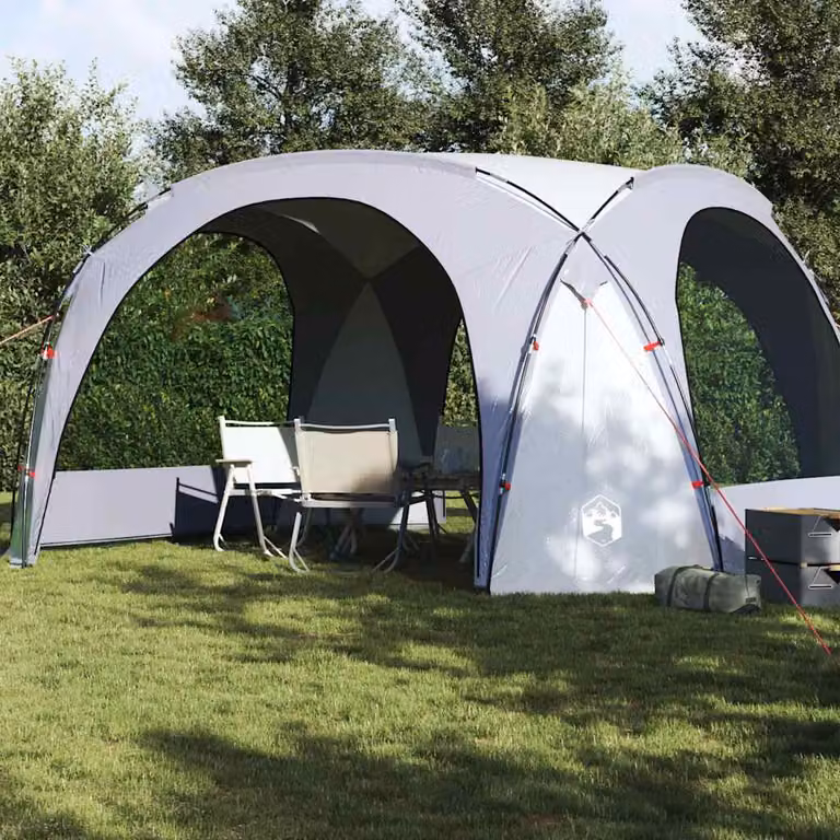 vidaXL Tenda per Feste Impermeabile in Poliestere e Fibra di Vetro, Bianca e Grigia, L/P/H: 455 x 240 x 2 cm