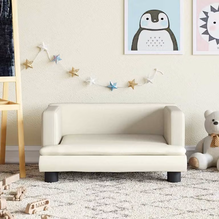 Divano per bambini vidaXL in similpelle beige L/P/H: 60 x 40 x 30 cm