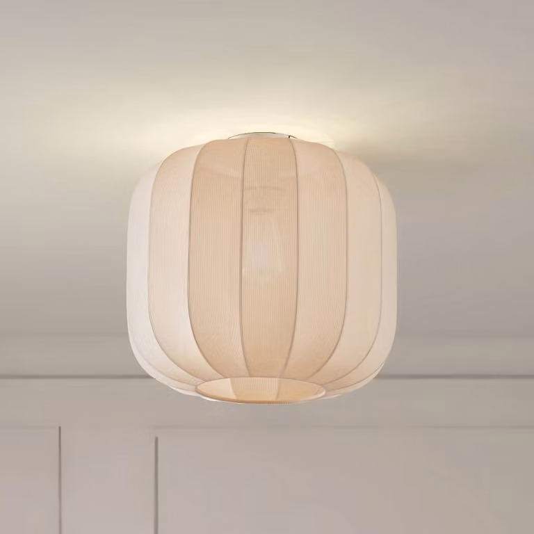Plafoniera soffitto Helin Lindby, dimmerabile, Crema / Ambra, Soggiorno / Sala da pranzo, Tessuto / Stoffa / Seta, Scandinavo, Plafoniera