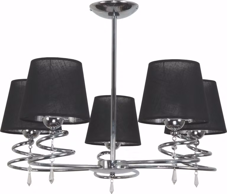 Lampada da soffitto cromata con cristalli, paralume nero QUEEN NEGRO II 12-680