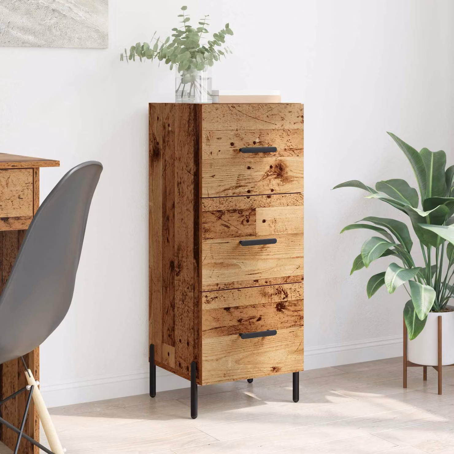 Credenza moderna vidaXL in legno ingegnerizzato color marrone, L/P/H: 34 x 34,5 x 90 cm