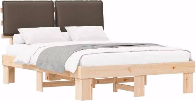 Letto matrimoniale | Letto per adulti | Letto con Testiera Rivestita Talpa 135 x 190 cm Pino massello