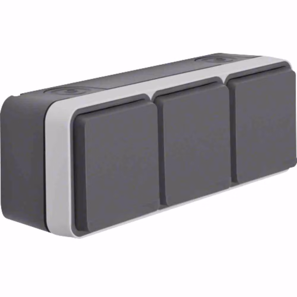 Presa di corrente Berker SCHUKO, coperchio incernierato a 3 ganci, grigio chiaro 47733515