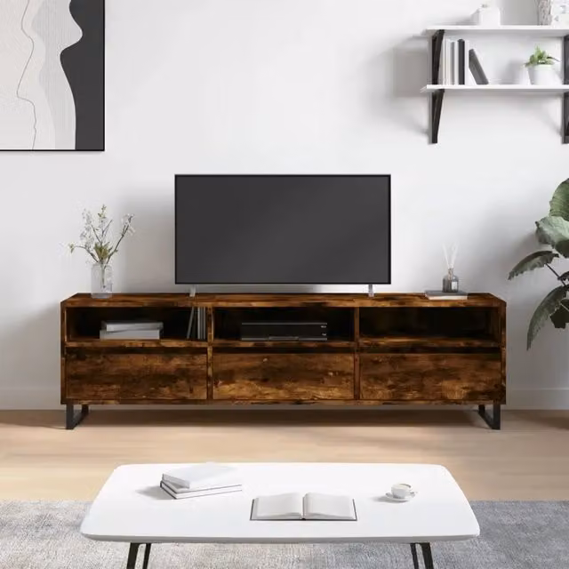Mobile Porta TV vidaXL in Legno e Metallo, Colore Marrone, L 150 x P 30 x H 44,5 cm – 1