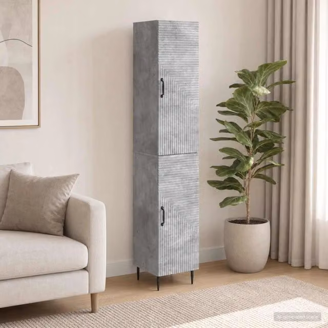 Set di 2 armadi moderni vidaXL con ante scorrevoli in MDF grigio opaco per camera da letto o ufficio – 1