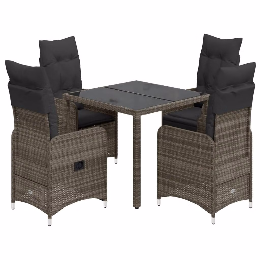 Maison Exclusive - Set da giardino bistrot 5 pezzi con cuscini grigio in polyrattan