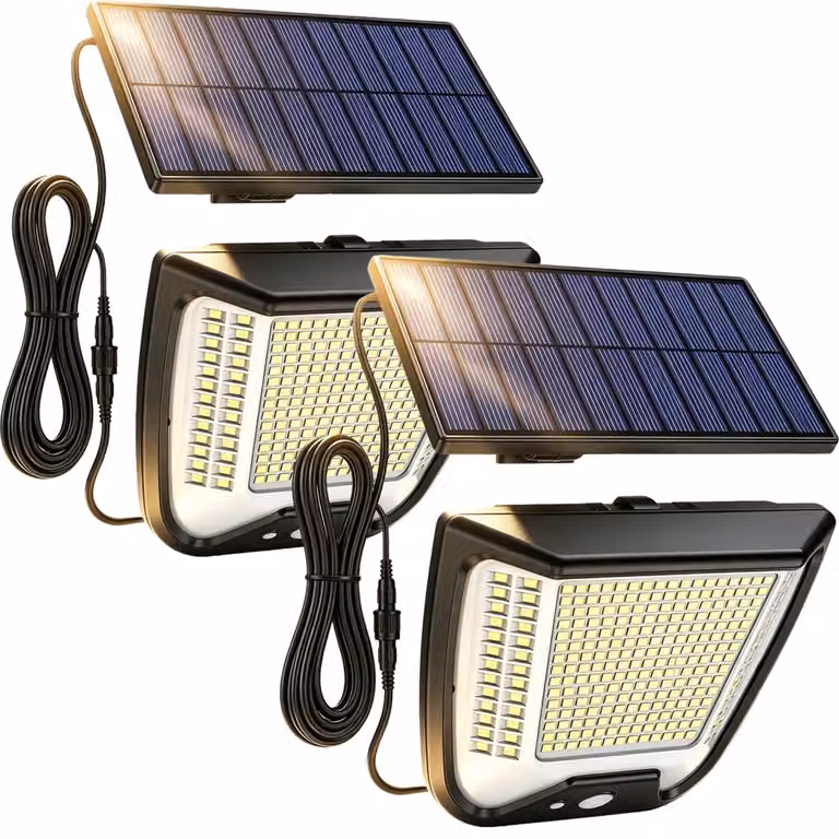 Lampada da esterno a LED solare con sensore di movimento, confezione da 2, colore nero