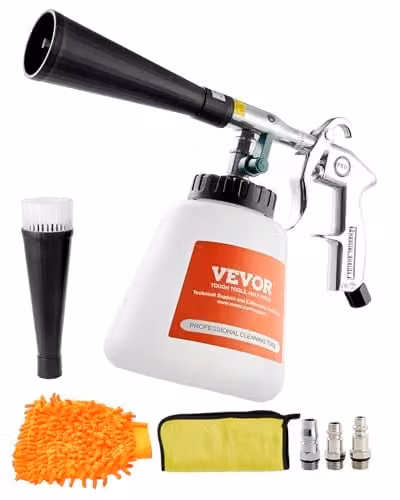 VEVOR Pistola ad Aria Compressa ad Alta Pressione da 6-9,2 Bar con 2 Set di Ugelli e Flacone di Liquido da 1 L, Pistola Pulizia Tubo Rotante in Alluminio per Compressore d'Aria da 1/4 NPT