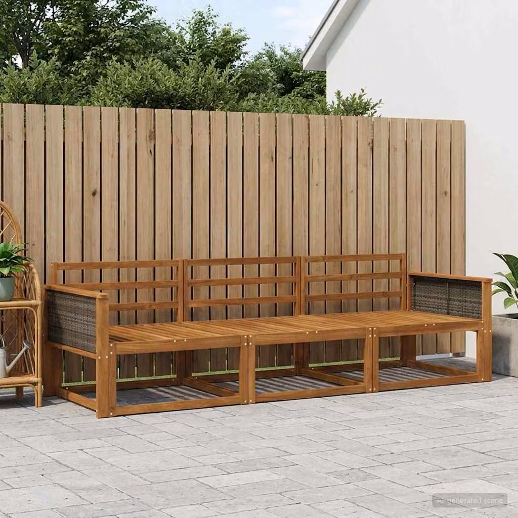 Set di divani da esterno 3 pz vidaXL in legno di acacia massello color marrone per giardino e terrazza