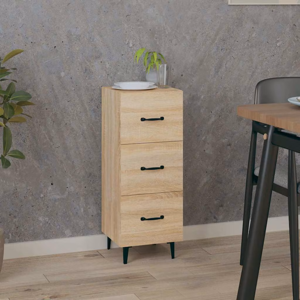Credenza vidaXL in Rovere Sonoma e Legno Multistrato, L/P/H: 34,5 x 34 x 90 cm