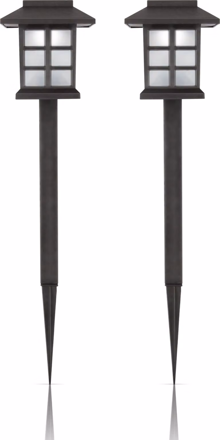 Luci solari da giardino a LED per esterni (confezione da 2), resistenti alle intemperie IP44, lampada a innesto da 38 cm con picchetto a terra, illuminazione per terrazze