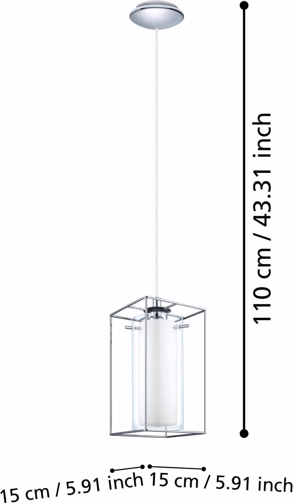 Eglo 94377 Loncino 1 luce a sospensione acciaio cromo vetro satinato bianco chiaro