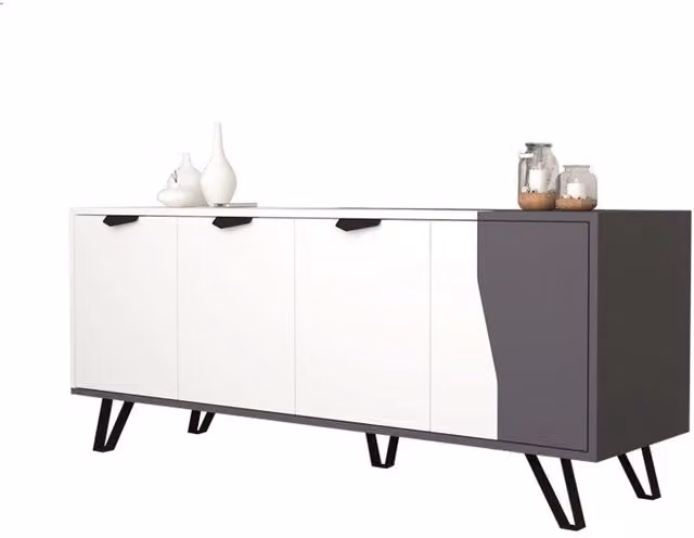 Mobile credenza 4 ante bianco grigio 160x45xh.77 cm EFFEZ