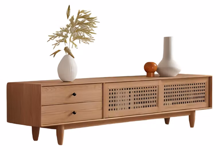 Mobile TV basso moderno in legno marrone di design per il soggiorno
