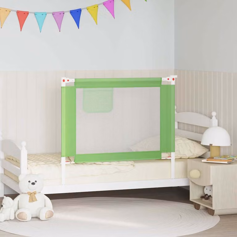 Sponda Letto di Sicurezza per Bambini vidaXL Verde in Tessuto e Metallo L: 100 cm, H: 70 cm
