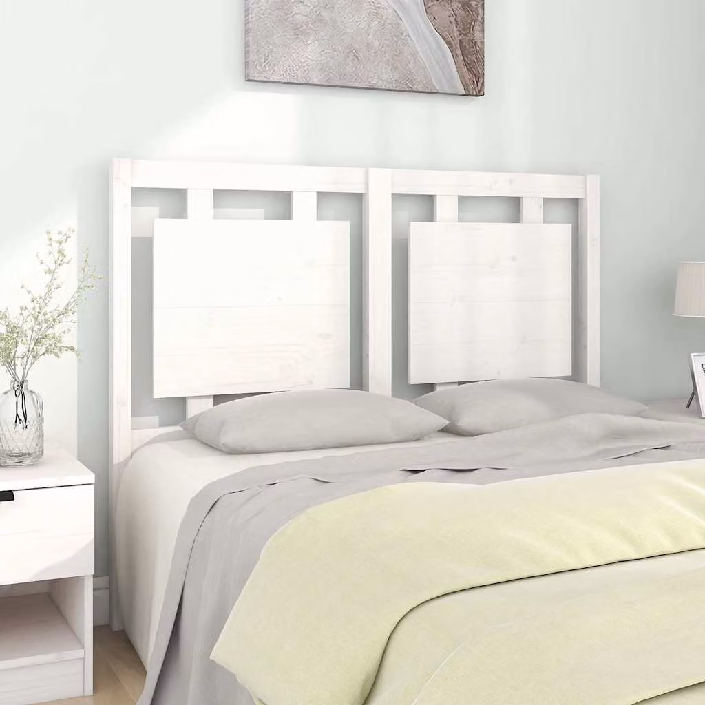 Testiera per letto vidaXL in legno massello di pino bianco, stile rustico, L 125,5 cm x P 4 cm x H 100 cm