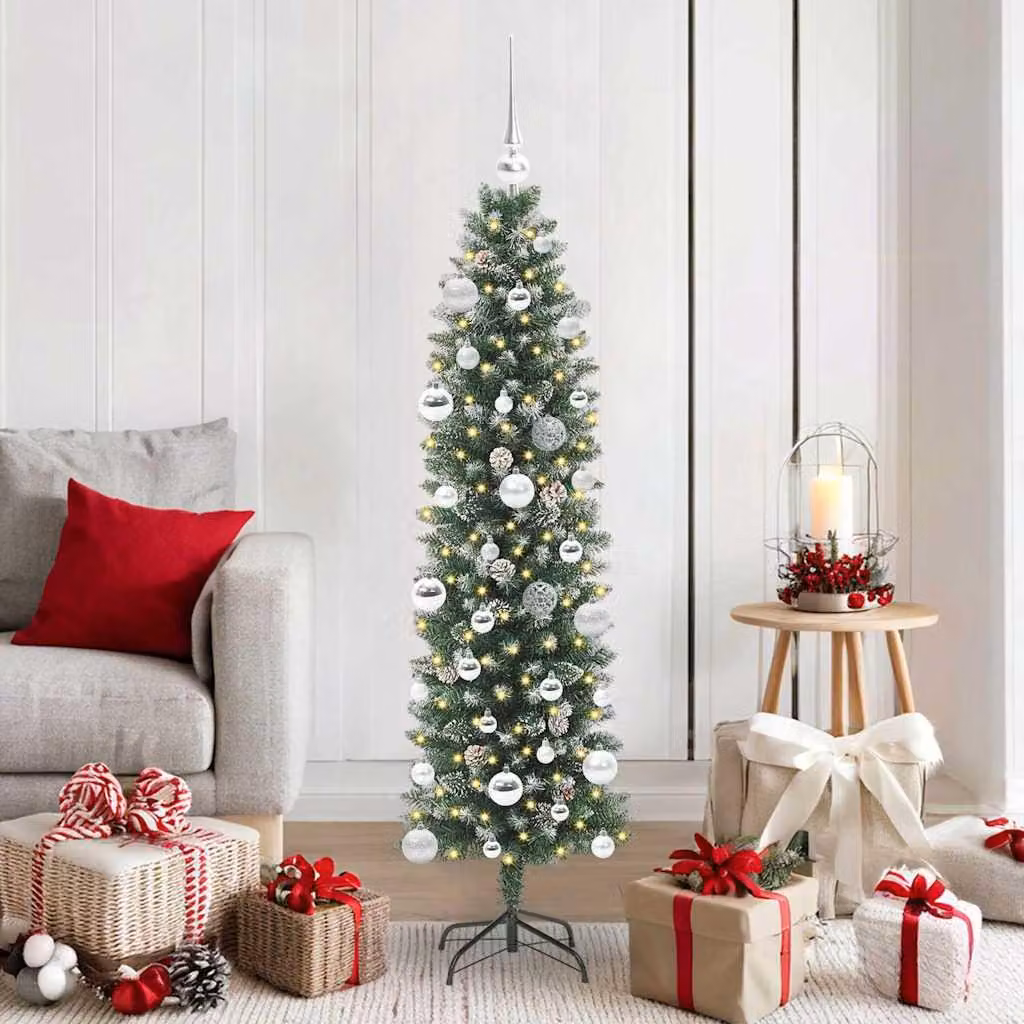 Maison Exclusive - Albero di Natale artificiale slanciato, verde e bianco, 150 cm