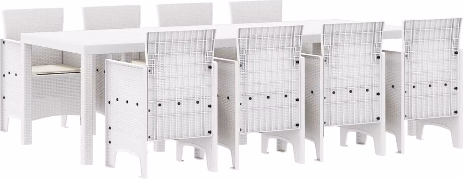 Set da Pranzo per Giardino 9 pcs Grigio chiaro Polipropilene