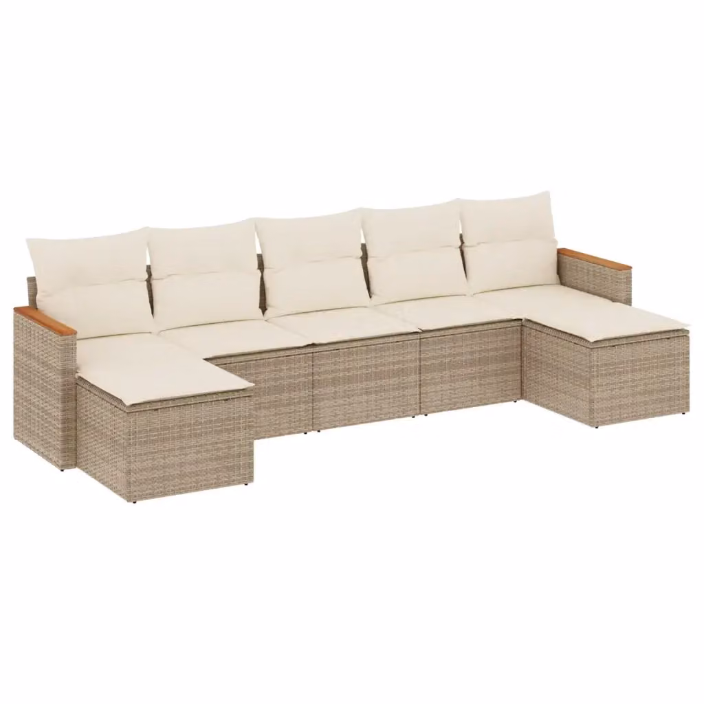 vidaXL Set Divani da Giardino 7 pz Moderno in Polyrattan con Cuscini Beige e Struttura in Acciaio Verniciato a Polvere – 2