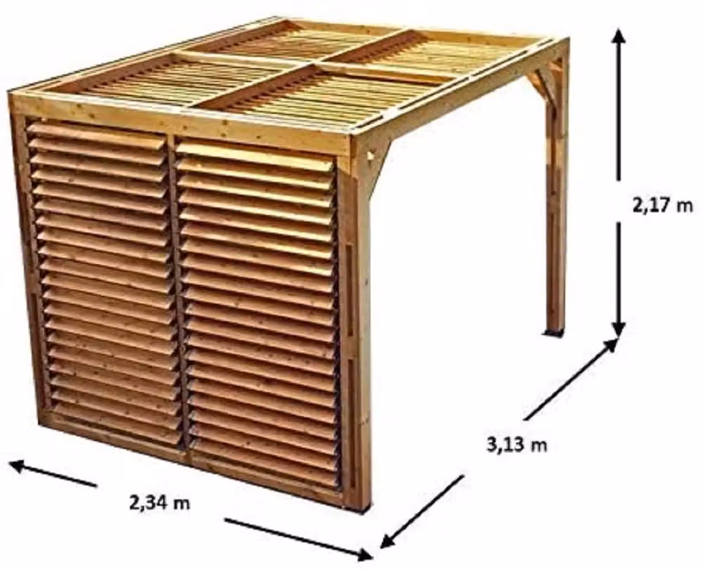 Pergola FORESTA gazebo in legno di abete massiccio trattato ad alta temperatura con veneziane mobili marrone L: 313 cm, P: 234 cm, H: 217 cm – 2