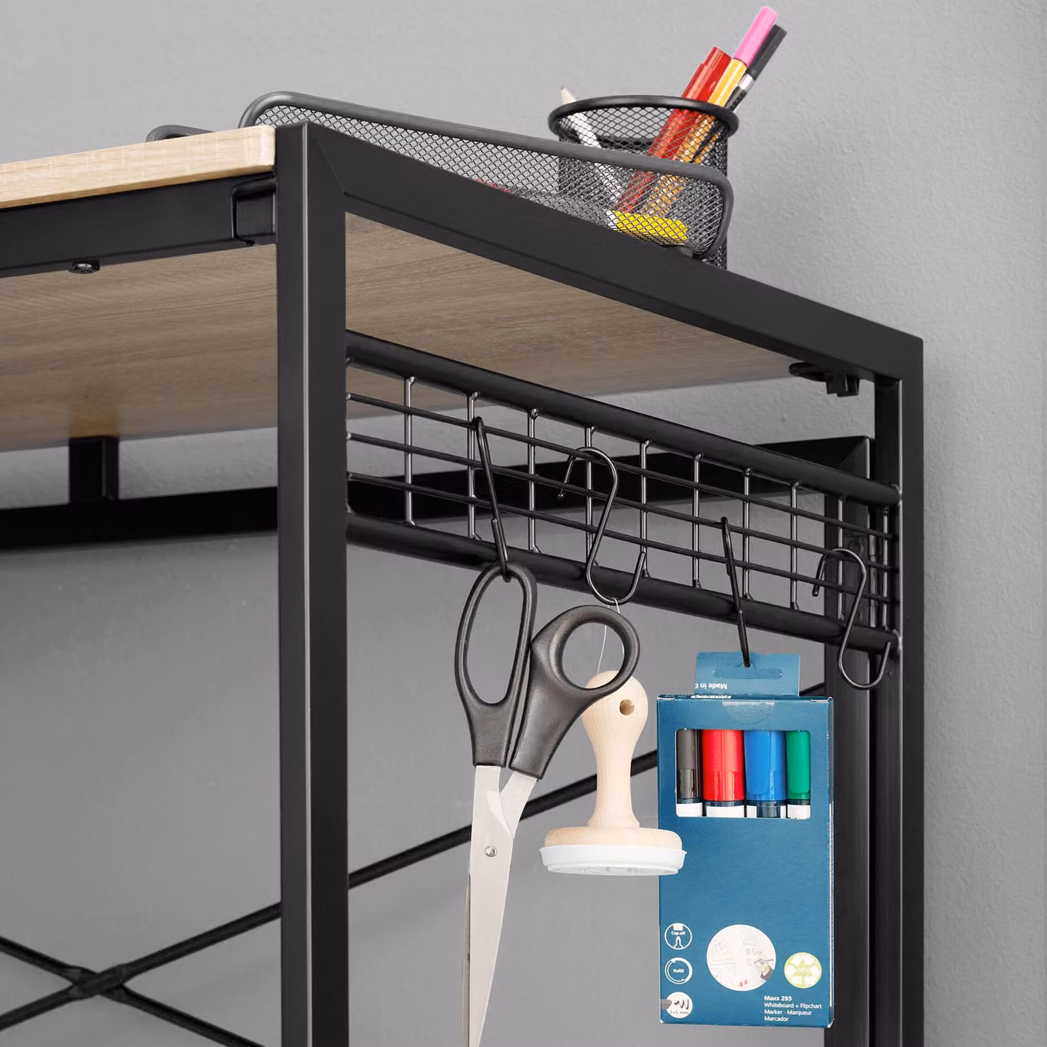 Scrivania pieghevole TecTake in stile industriale con piano in rovere e finitura opaca, L: 102 cm, P: 51 cm, H: 77 cm – 2