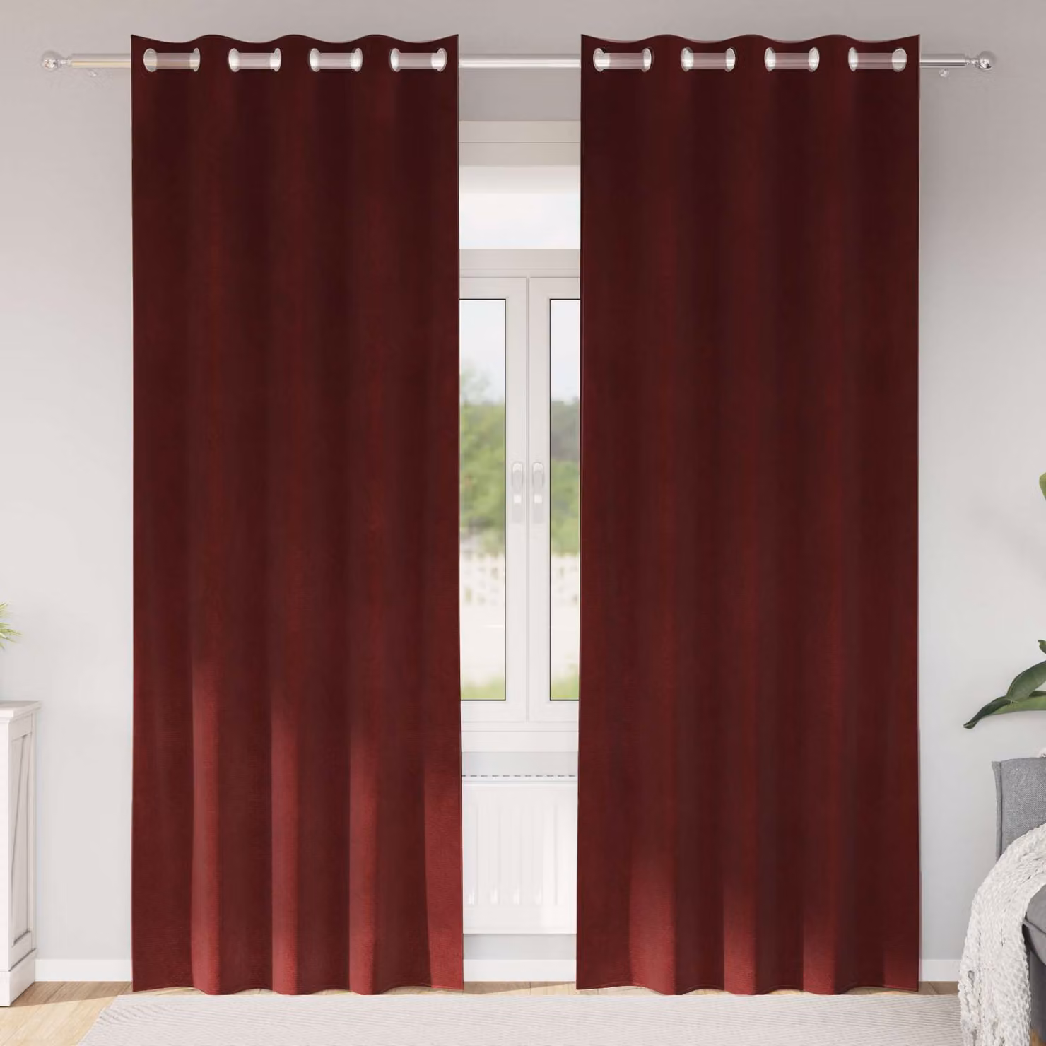 Set di 2 tende oscuranti in velluto vidaXL, colore rosso, L: 140 cm x H: 225 cm