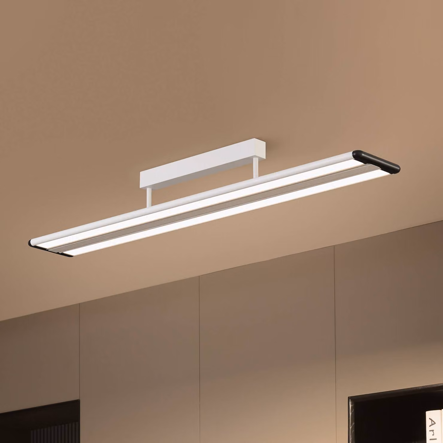 Prios Yuela Plafoniera LED, DALI, 120 cm, argento PRIOS, dimmerabile, Cromo / Argento, Studio / Ufficio, Alluminio, Moderno