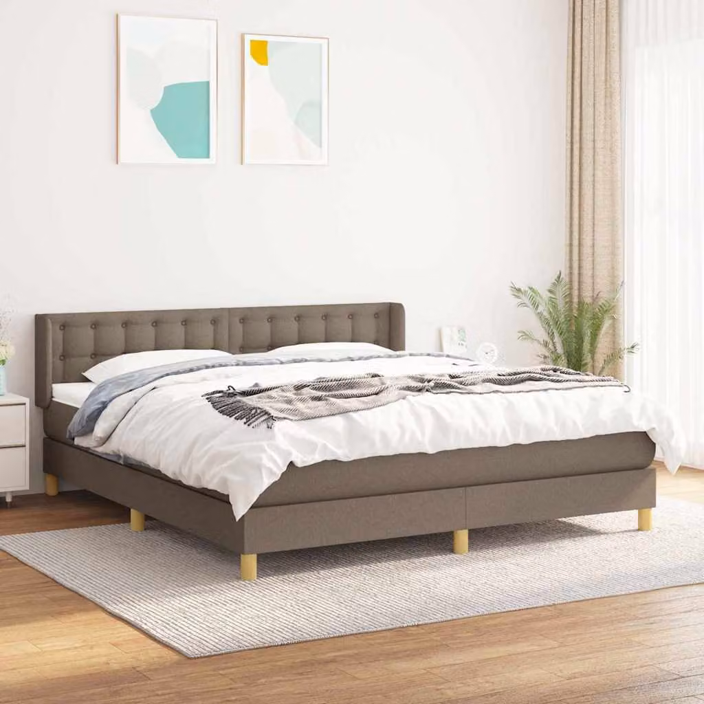 vidaXL Letto Ibrido con Giroletto a Molle e Materasso in Tessuto, L/P: 180 x 200 cm – 1