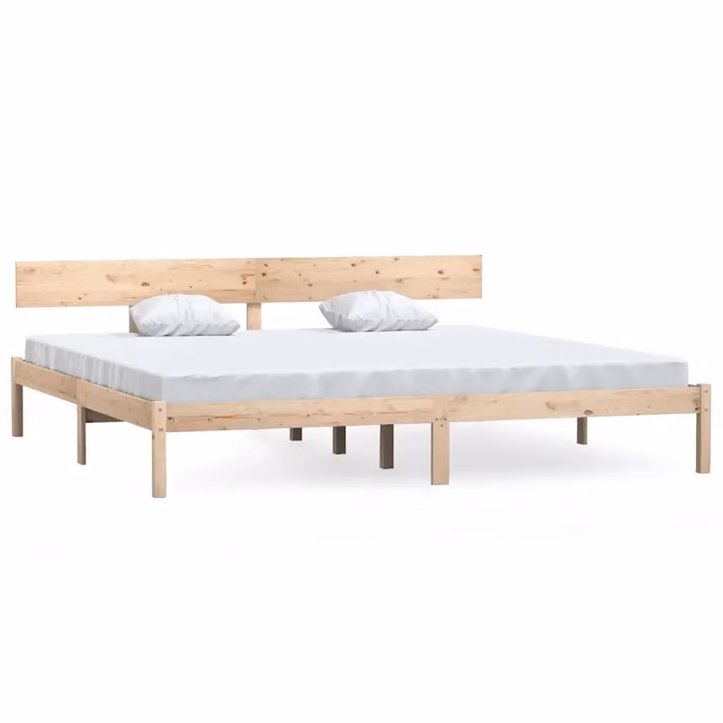 Struttura Letto in Legno Massello di Pino Design Mania, Bianco, L/P/H: 200 x 200 x 70 cm – 2
