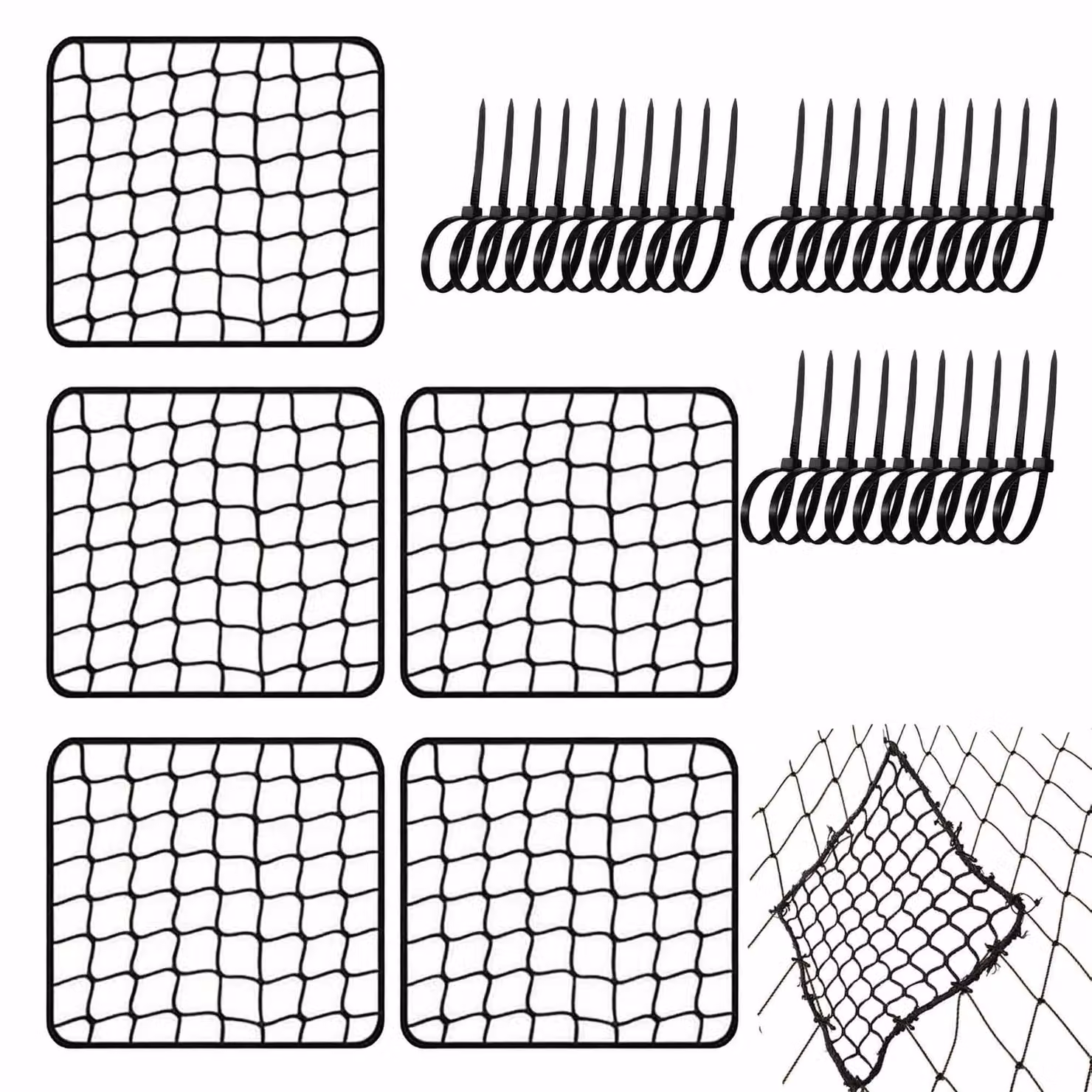 Kit di riparazione universale per reti sportive, completo di 5 reti e sistemi di fissaggio