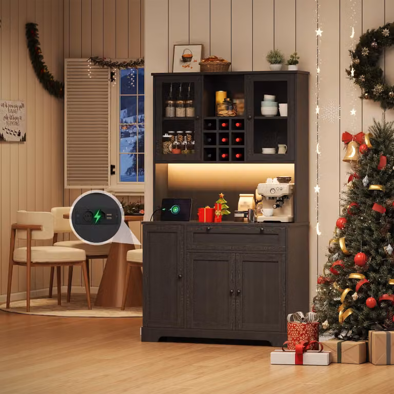 Armadio da cucina Ball & Cast, mobile buffet con ripiani regolabili, presa di corrente