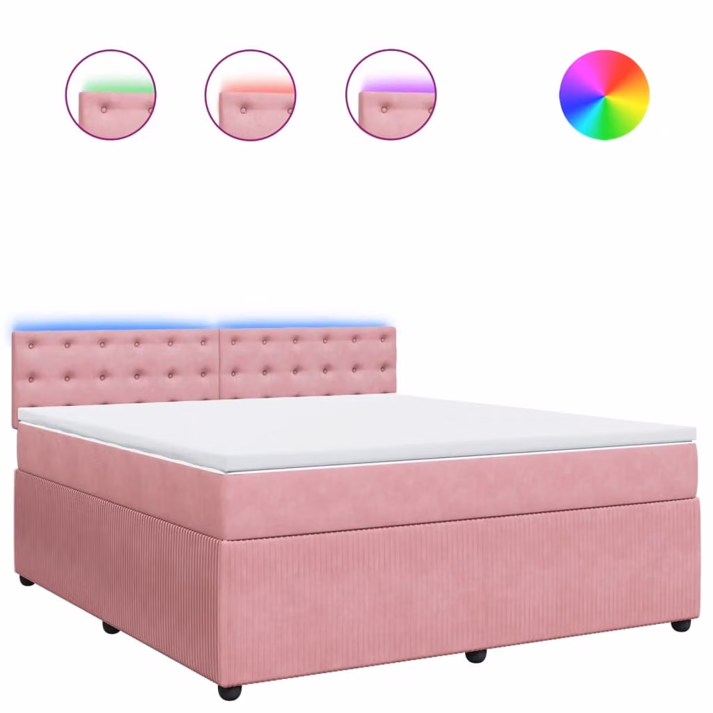 Giroletto a Molle con Materasso Rosa 180x200 cm in Velluto