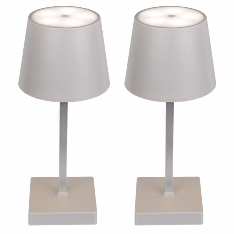 set di 2 lampade da tavolo con funzione touch Bianco caldo Lampada da comodino USB Grigio Ricaricabile Luminosità regolabile Lampada da scrivania Dimmerabile
