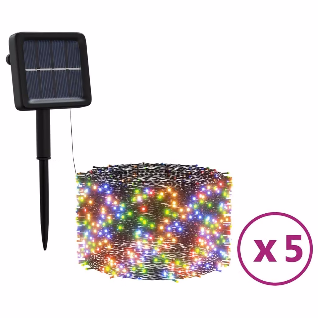 Luci Solari Fatate 5 pz 5x200 LED Bianco Freddo Interni Esterni