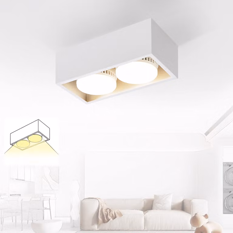 ZMH LED plafoniera bianca faretto da superficie con 2 fiamme bianco caldo GX53 10W faretto da soffitto orientabile angolare per cucina soggiorno sala da pranzo corridoio corridoio
