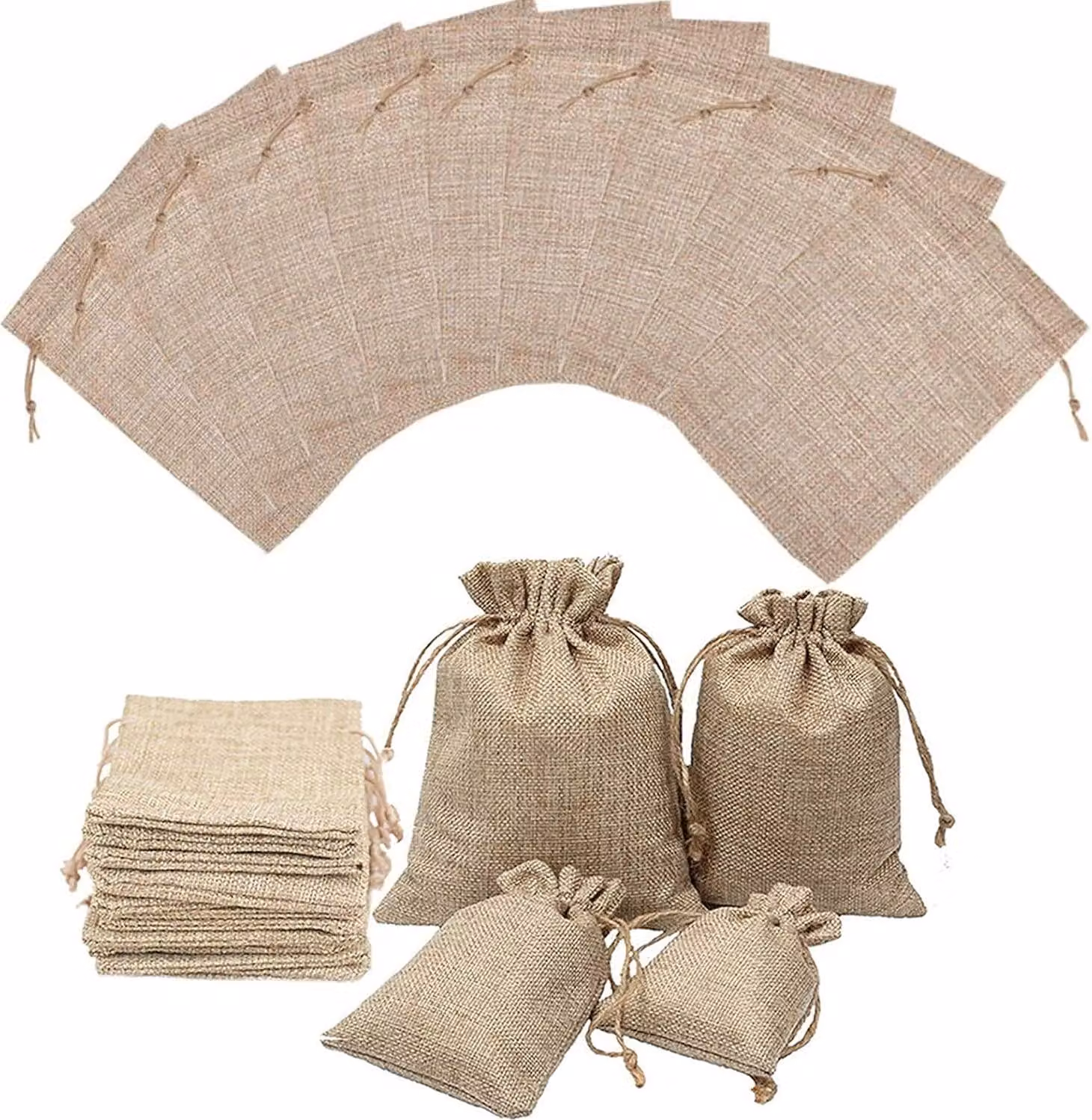 Sacchetto di iuta con coulisse - 20 x 30 cm - per riporre gioielli, cosmetici, piccoli regali e altro ancora