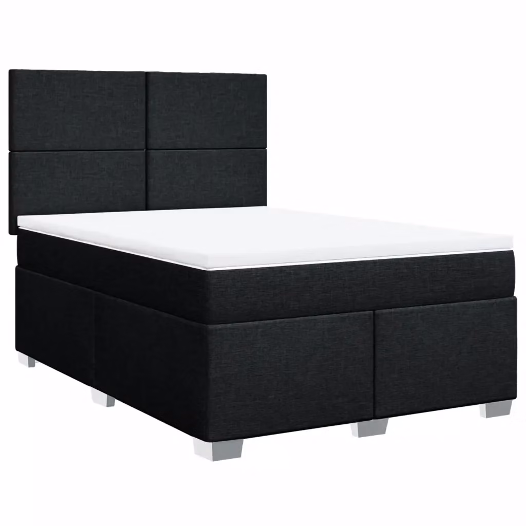 Letto Ibrido vidaXL con Giroletto a Molle e Materasso Nero e Bianco in Tessuto L 160 x P 200 cm – 2
