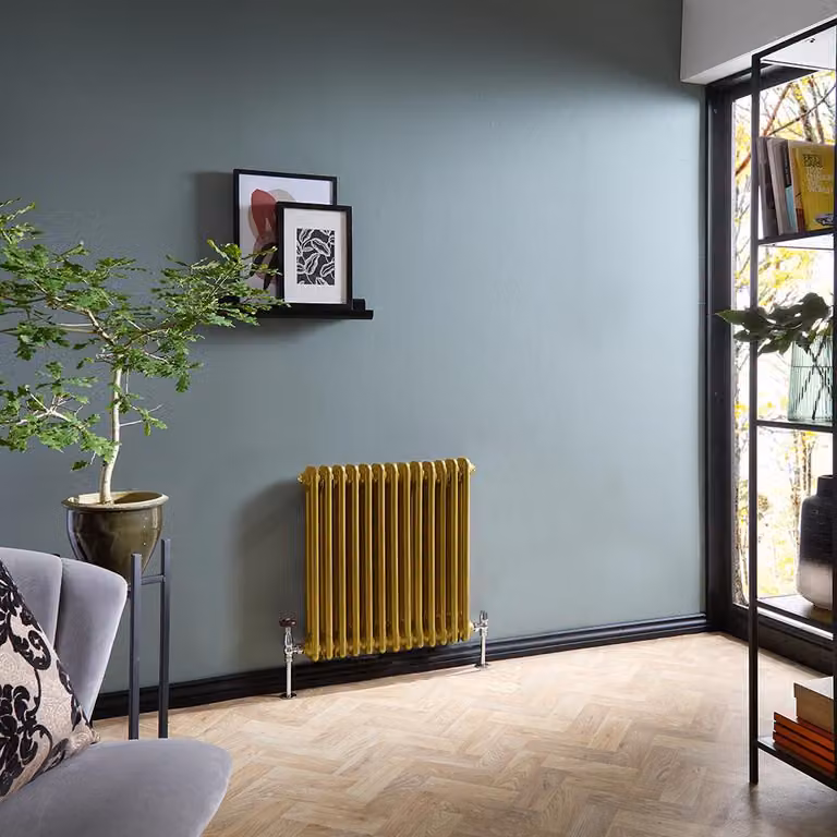 Radiatore Tradizionale a Doppia Colonna Orizzontale - Oro Metallizzato - 600mm x 605mm - Regent