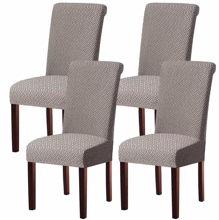 Copri sedie, set da 4, color grigio chiaro, elasticizzati, lavabili, universali, adatti a sedie a schienale rigido