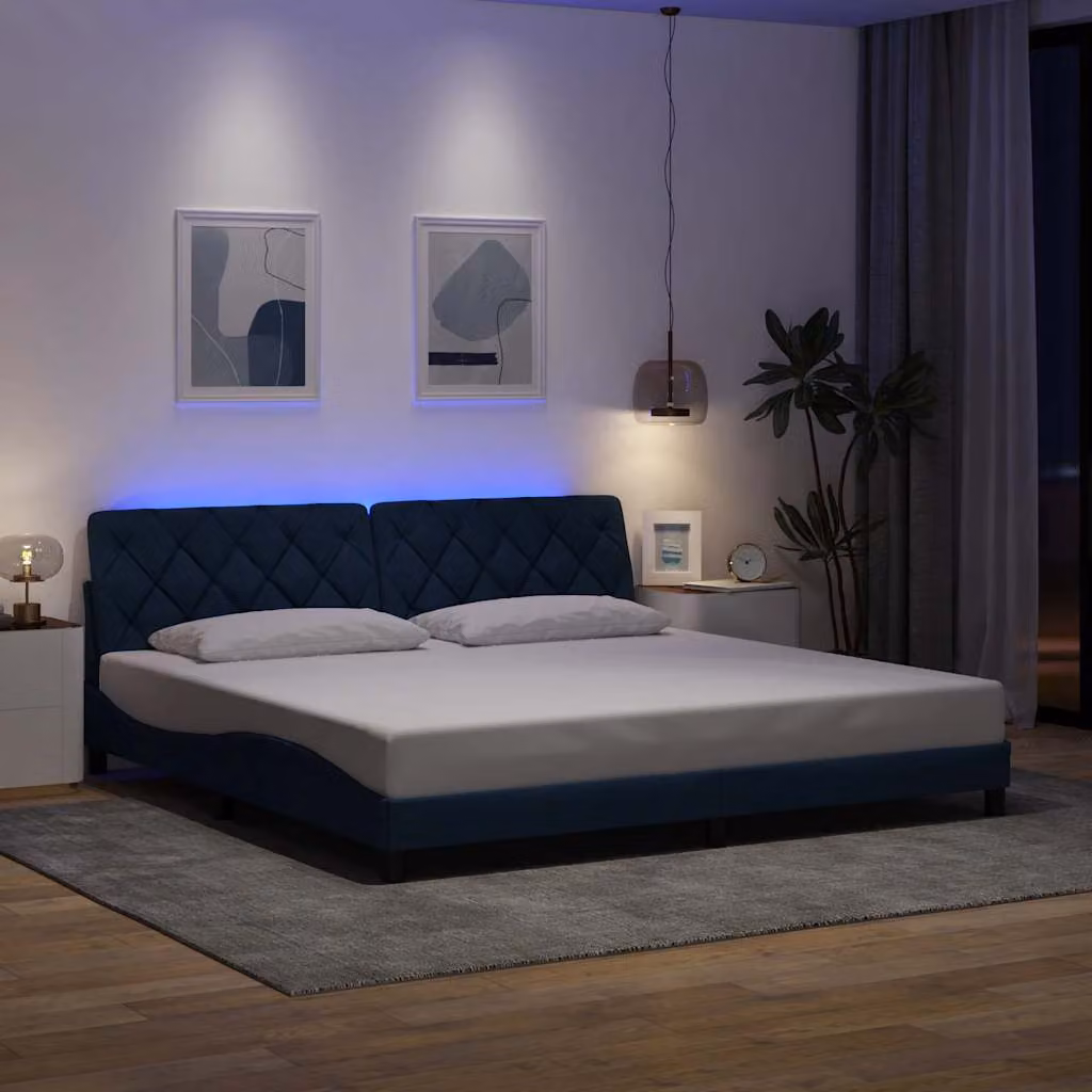 vidaXL Giroletto con LED e porta USB in tessuto blu 200x200 cm – 1