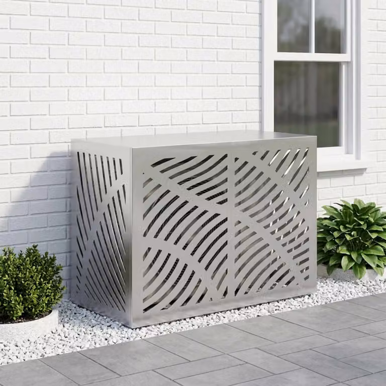 Copertura per condizionatore d'aria vidaXL in acciaio galvanizzato, Argento, L 100 x P 50 x H 70 cm